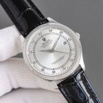 Rolex Datejust 28S-63 Movement 904L Steel 41mm Leather Band Black/White Watch